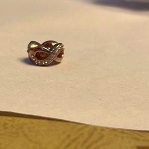 Pandora Style Bead of Diamond embedded Infinity Symbol Bronze Colored SS